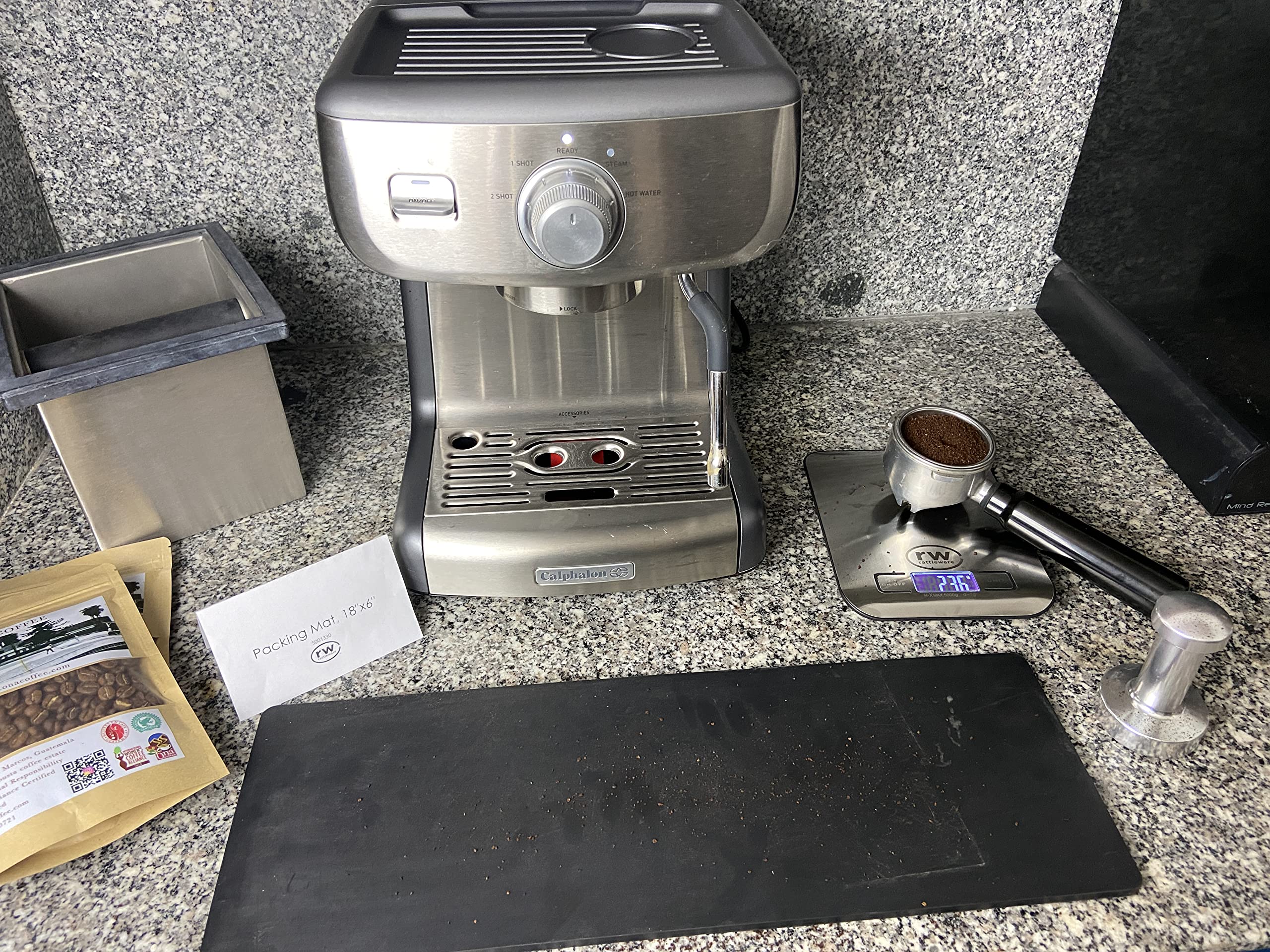 Rattleware 18 x 6-Inch Espresso Tamping Mat, Non-Slip Rubber Coffee Bar