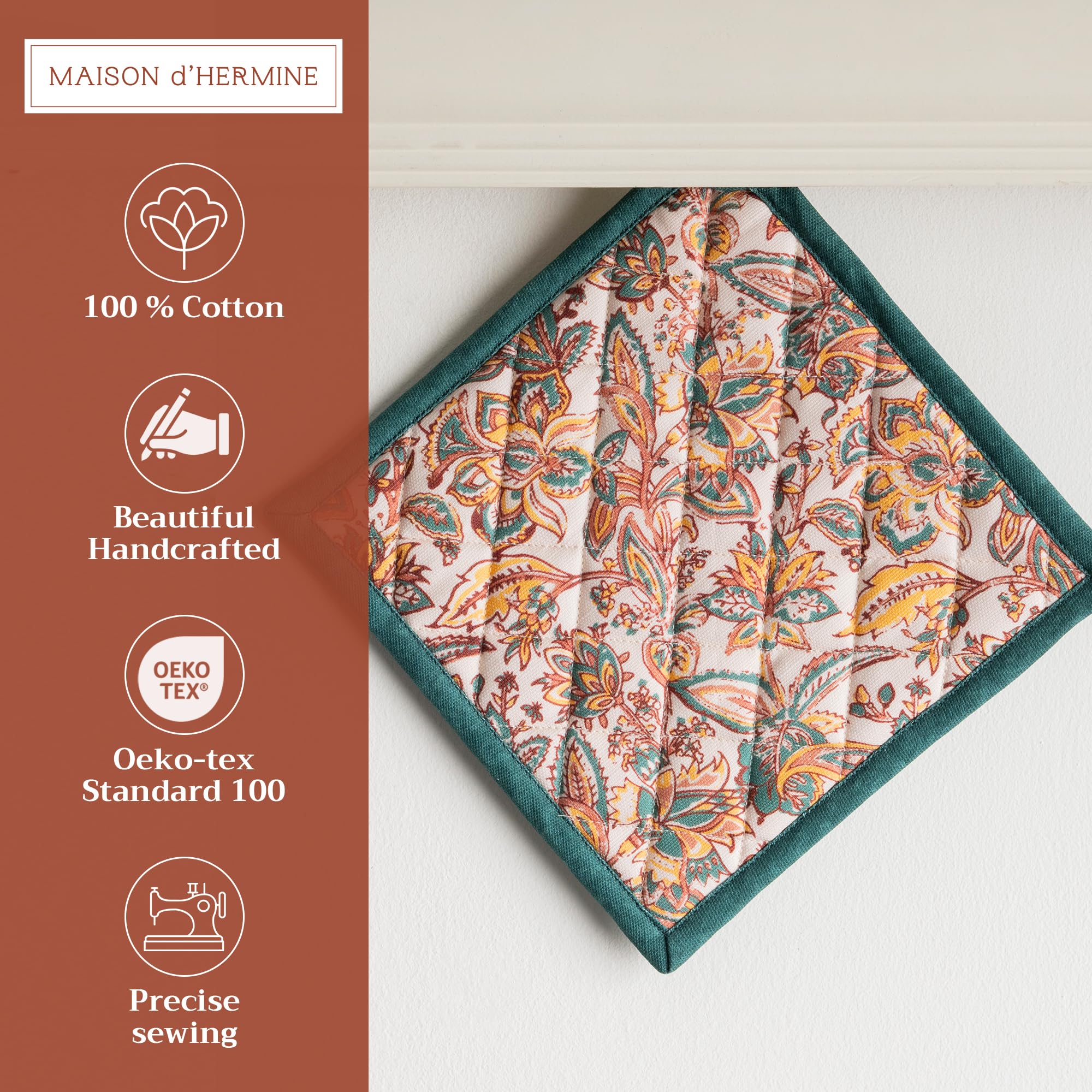 Maison d' Hermine Pot Holders 100% Cotton Potholders (8" x 8", Pack of 1)