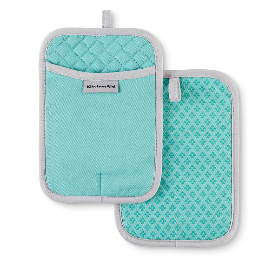 KitchenAid Asteroid Pot Holder 2-Pack Set, Aqua Sky, 7"x10"