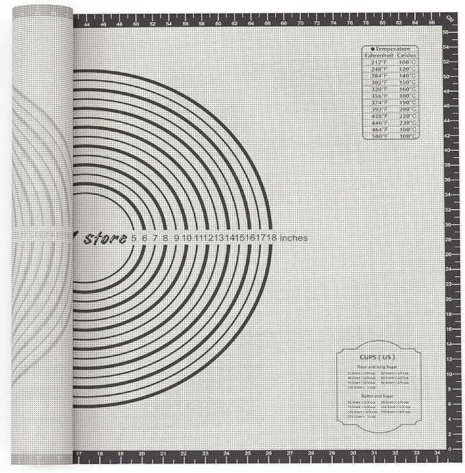 26 * 16 inches Black, Non-Slip Silicone Baking Sheets - Baking Mat with 0.7mm Thickness - Non-Stick Pastry & Cookie Mat for Kitchen Counter for Rolling Out Dough with Measurements.