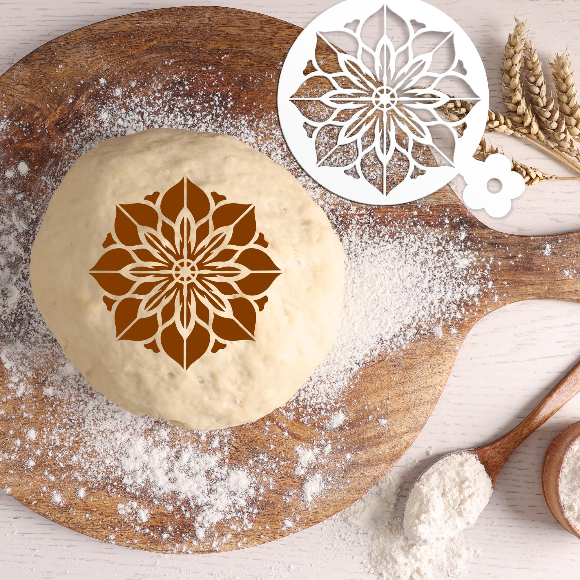 Sitsink Mandala Cookie Coffee Stencils - 25 Pcs Mandala Latte Art Cookie Stencils for Coffee Cake Bread Decor, Reusable Bread Template for Sourdough Decoration Tools Baking Stencil