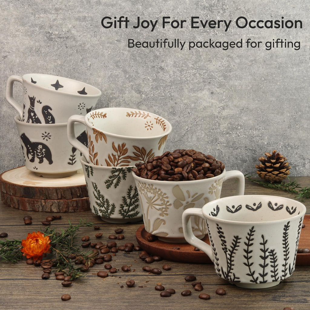 LINVIA 11 oz Ceramic Coffee Mug, Stoneware Teacup with Handle