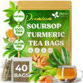 FreshDrinkUS, Premium 40 Bags Soursop Turmeric Tea, 100% Natural, Blend of Soursop Leaves, and Turmeric Root. Made with Eco-Conscious Tea Bags. No Sugar, Vegan.