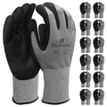 I9 Essentials Safety Work Gloves – 12 Pairs MicroFoam Nitrile Coated, Seamless Nylon Knit Grip Gloves for Construction, Home Improvement, Gardening, Mechanics, Automotive – Large, Breathable