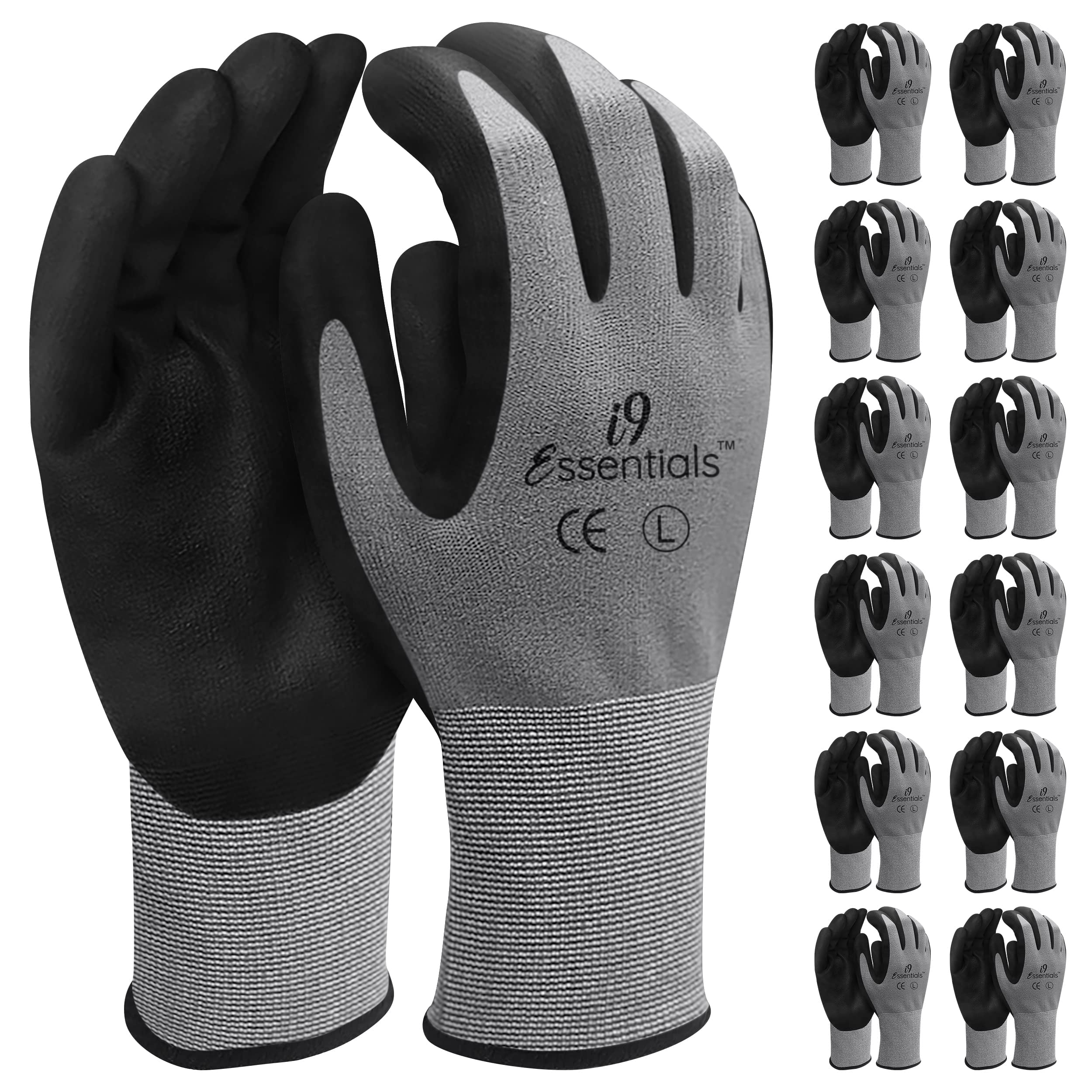 I9 Essentials Seamless nylon knit with microfoam nitrile coating for warehouse, automotive, assembly and general industrial work.