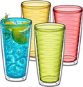 Amazing Abby - Alaska - 24-Ounce Insulated Plastic Tumblers (Set of 4), Double-Wall Plastic Drinking Glasses, Mixed-Color Reusable Plastic Cups, BPA-Free, Shatter-Proof, Dishwasher-Safe