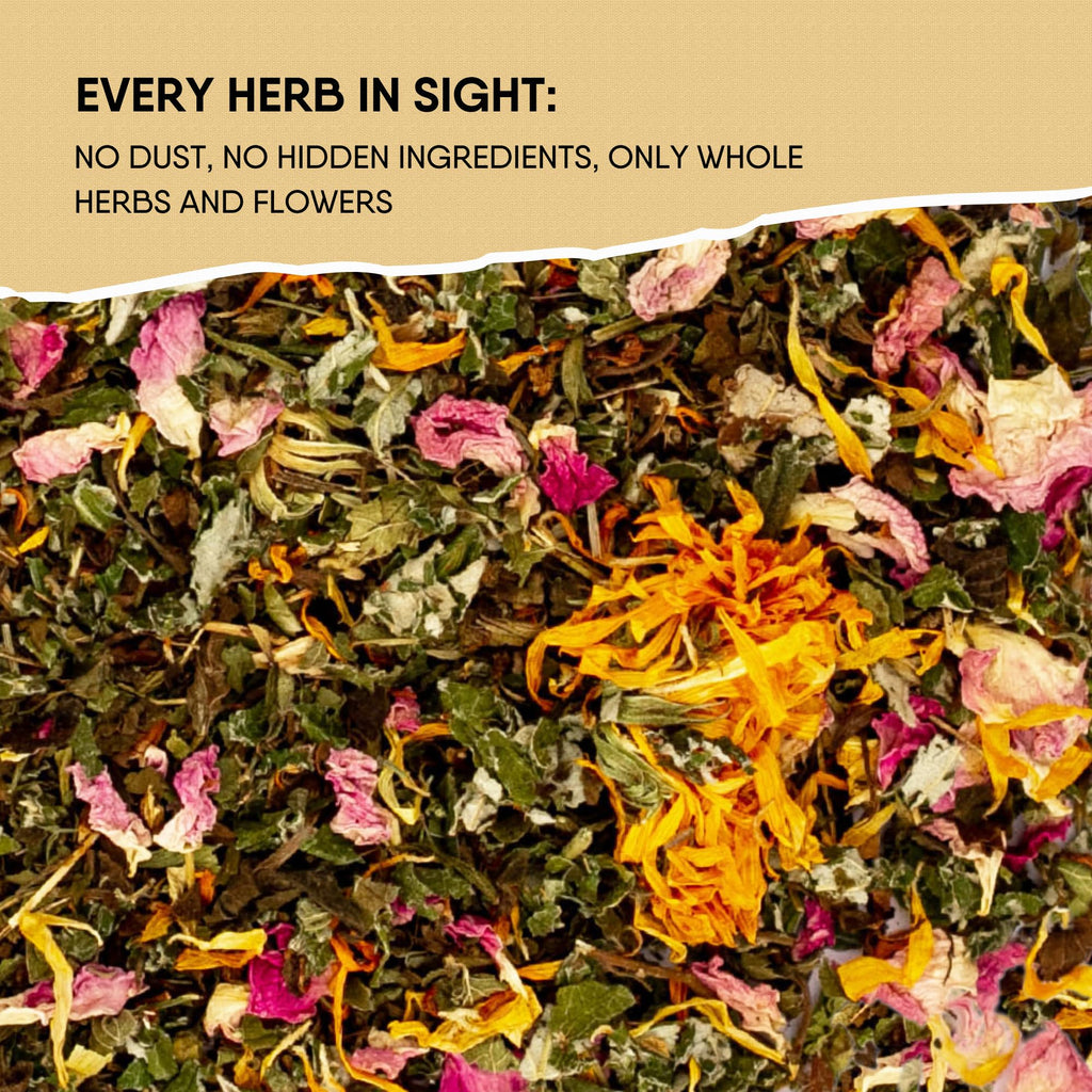 Raw Herbs for Women Herbal Tea Blend with Lemon balm, Raspberry leaf, Calendula, Rose, St. John's wort (Herbal Tea)