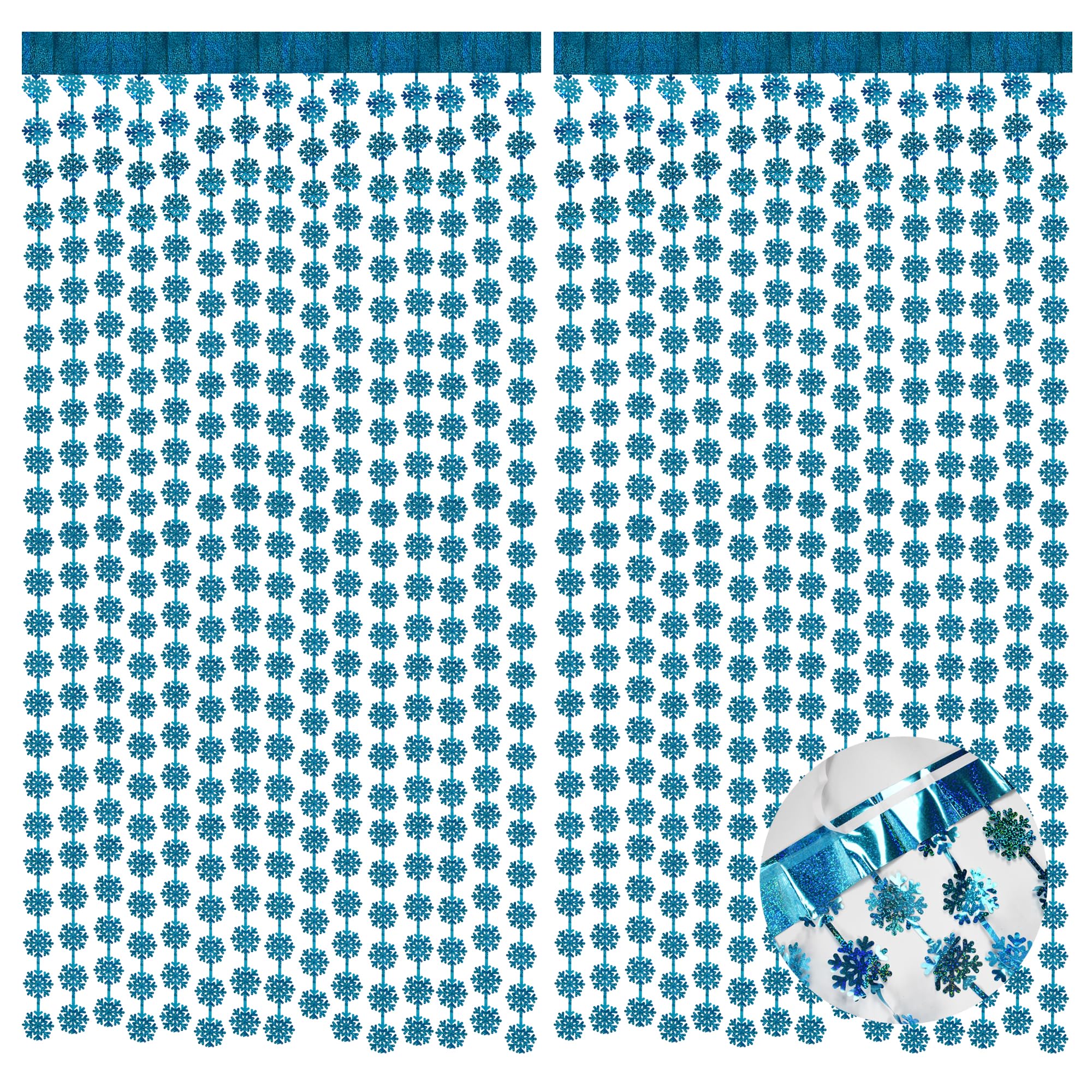BRAVESHINE Blue Hanging Foil Fringe Snow Flakes Party Snowflake Backdrop