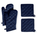 Native Fab 4 Piece Set - 2 Oven Mitts & 2 Potholders, Heat Resistant, 100% Cotton, Quilted Design, Non-Slip Grip, Machine Washable, Ideal for Baking, Cooking, BBQ, Kitchen Protection - Navy Blue