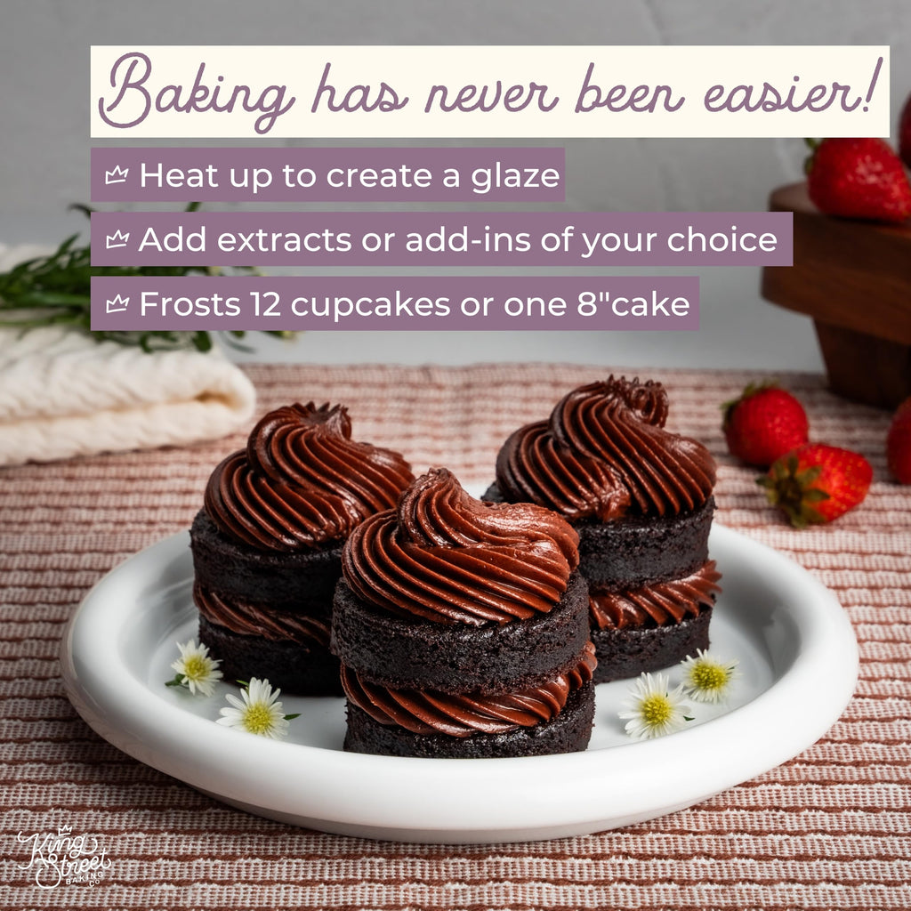 King Street Baking Co Chocolate Frosting Mix: 3 Pack - 4 Ingredient Icing for Cake - Real Cocoa, Vanilla - Frosts 12 Cupcakes