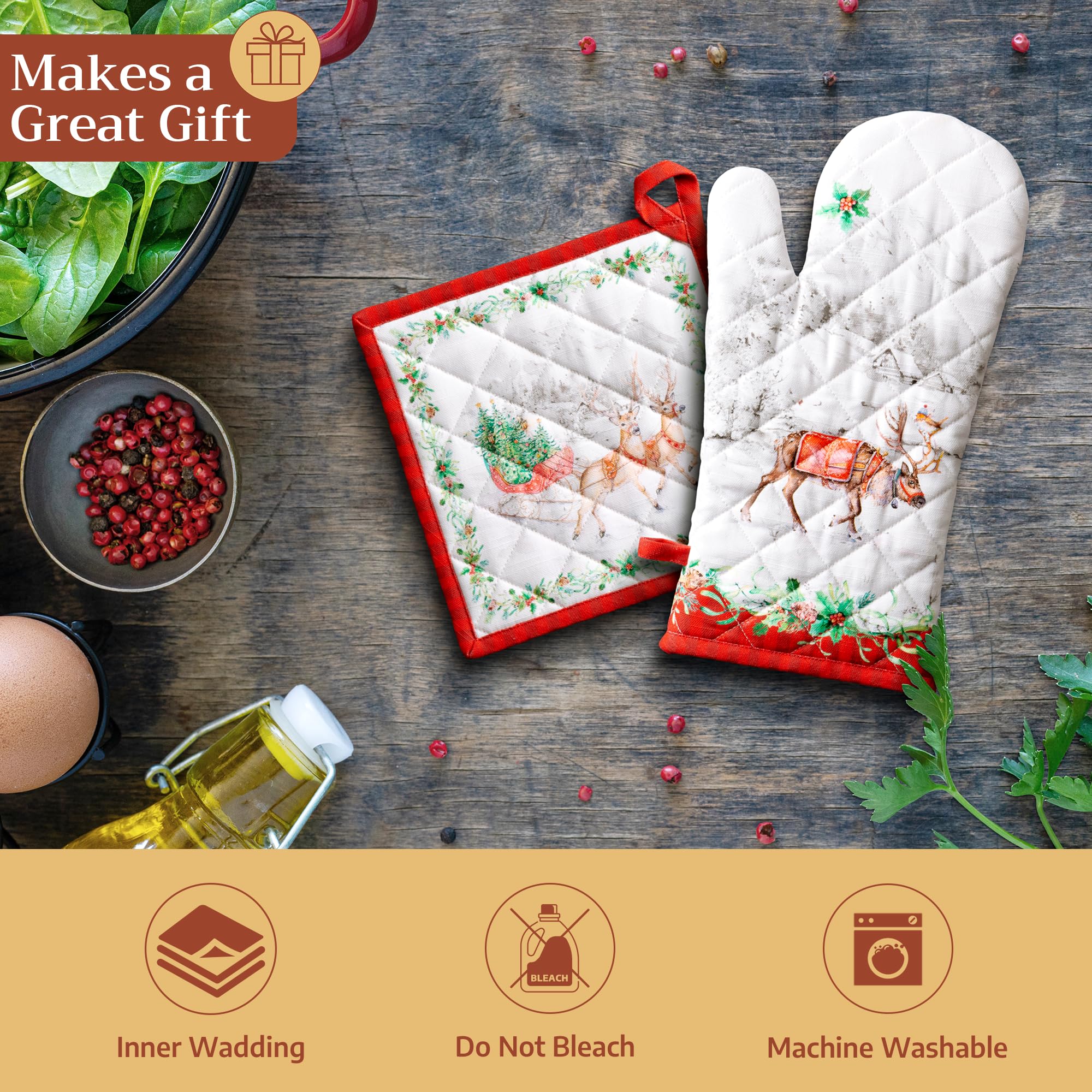 Maison d'Hermine Oven Gloves 100% Cotton Oven Mitt (7" x 13", Pack of 1)