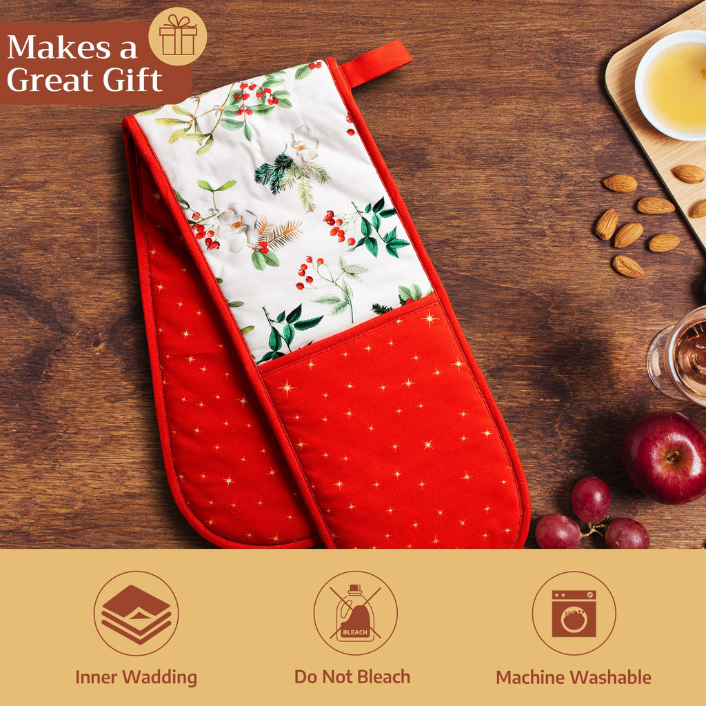 Maison d' Hermine Double Oven Mitts 100% Cotton Double Oven Glove (7"x35")