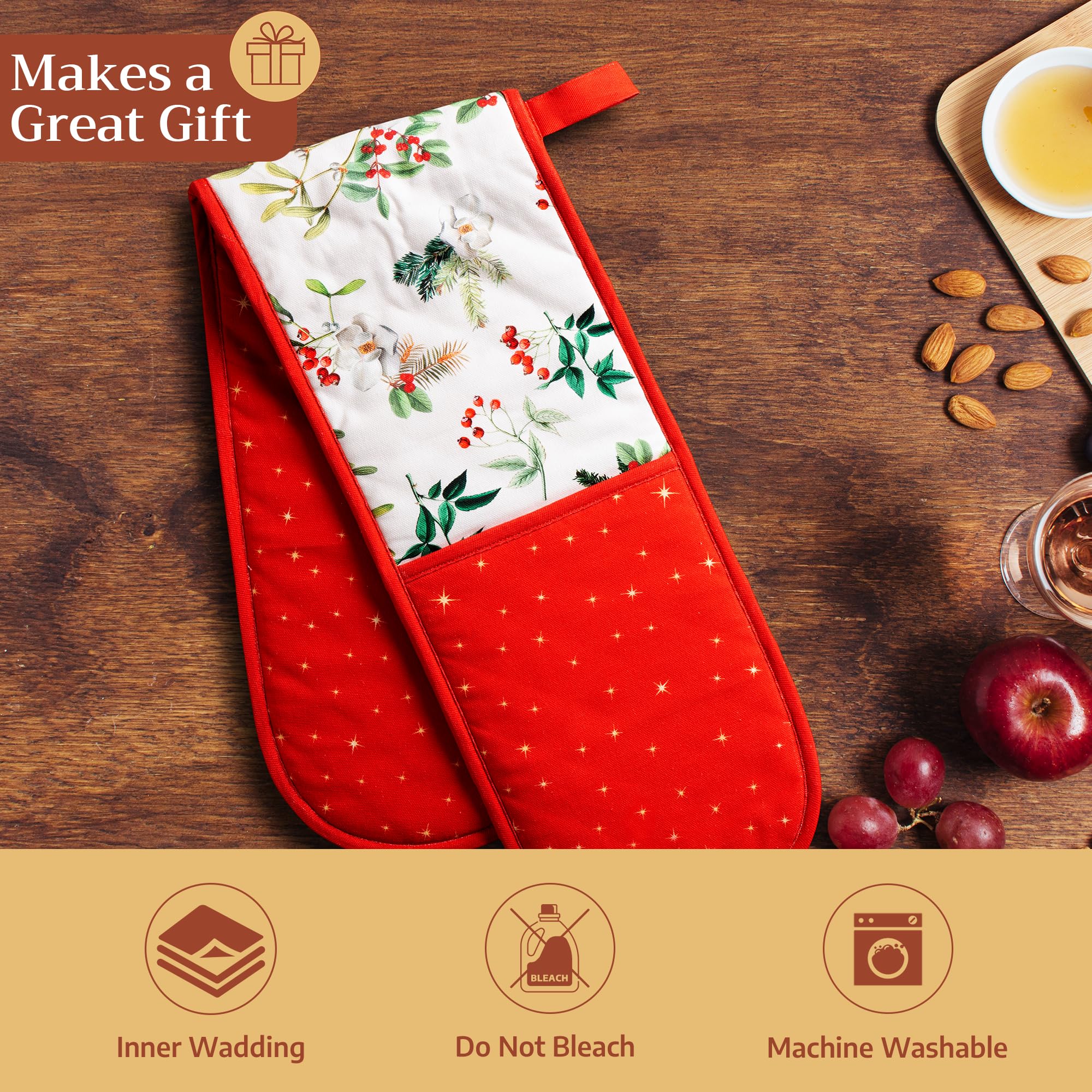 Maison d' Hermine Double Oven Mitts 100% Cotton Double Oven Glove (7"x35")