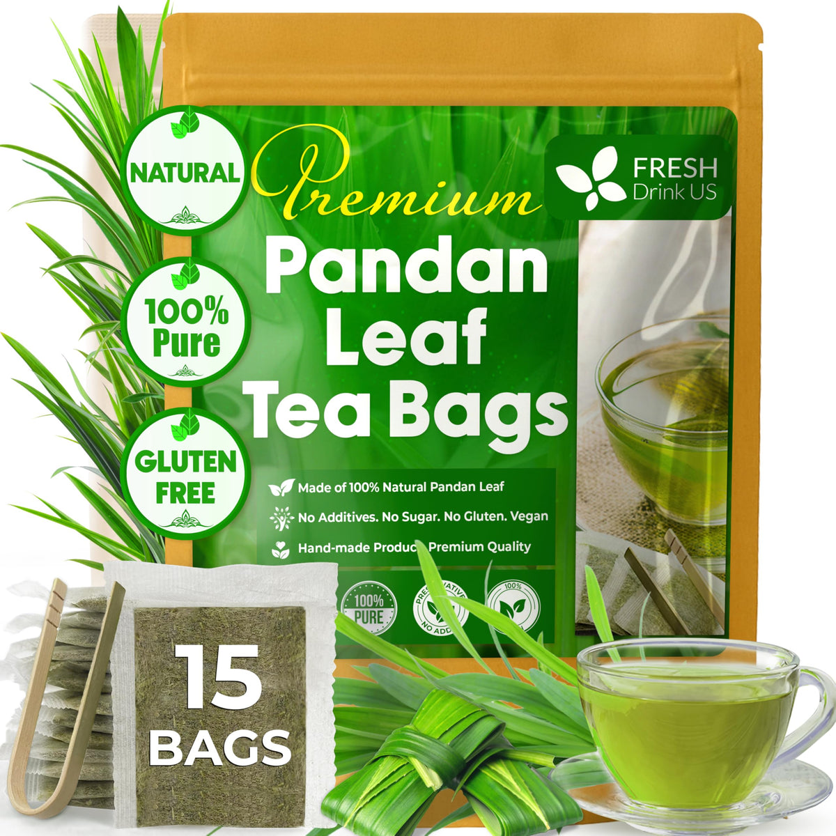 FreshDrinkUS, Premium Soursop Turmeric Tea, 40 Count, Caffeine Free, Vegan