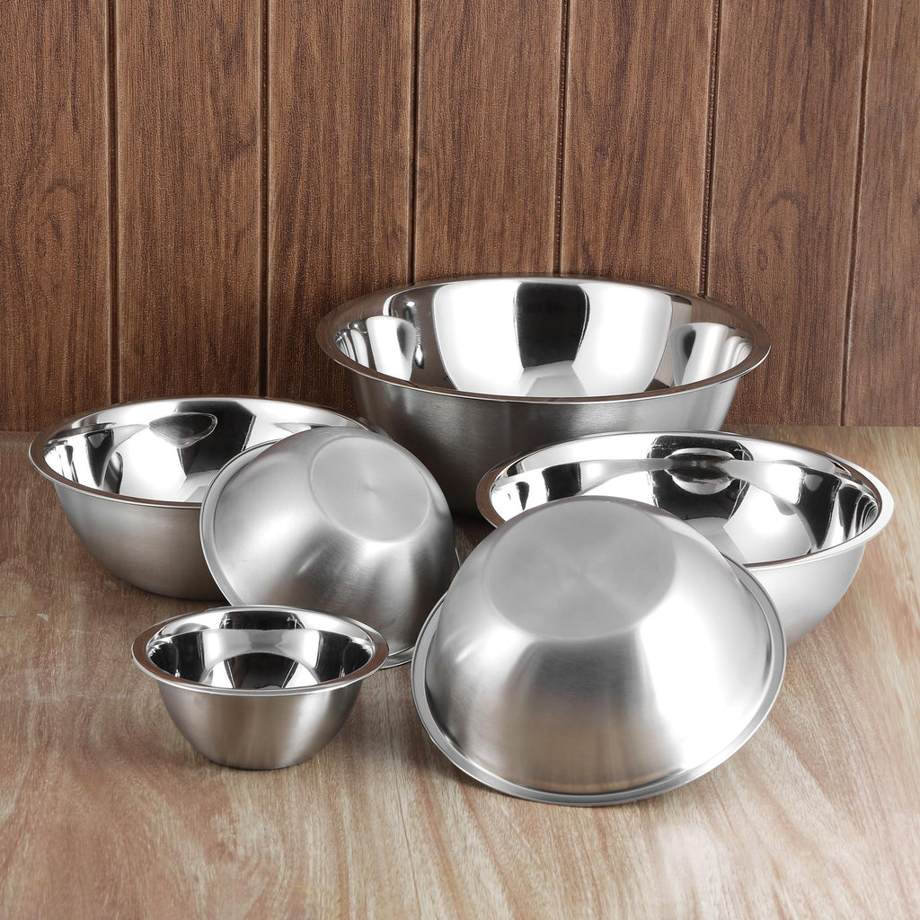 YBM HOME Stainless Steel Mixing Bowls Set of 3 – Nested Kitchen Prep Bowls for Baking, Cooking, Dough Mixing & Salad Serving (10.25, 16, 20 Quart Bowls Included)