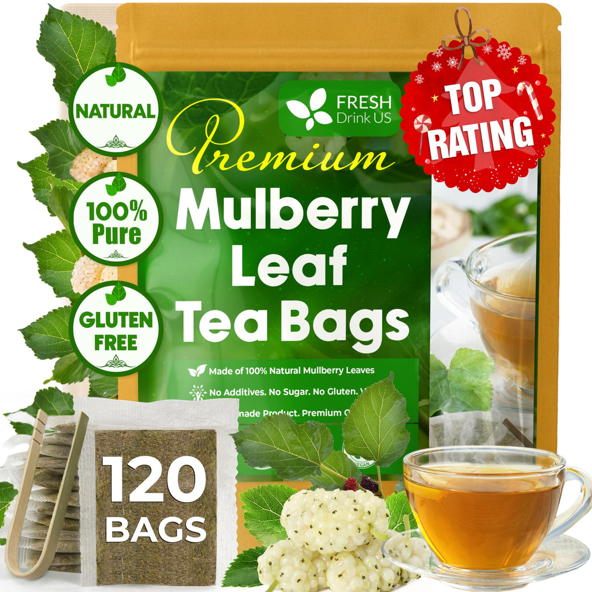 Spearmint Tea Bags, 100% Natural & Pure Spearmint Leaves. Loose Leaf Spearmint Herbal Tea. Spearmint Leaf Tea. No Sugar, No Caffeine, No Gluten, Vegan.