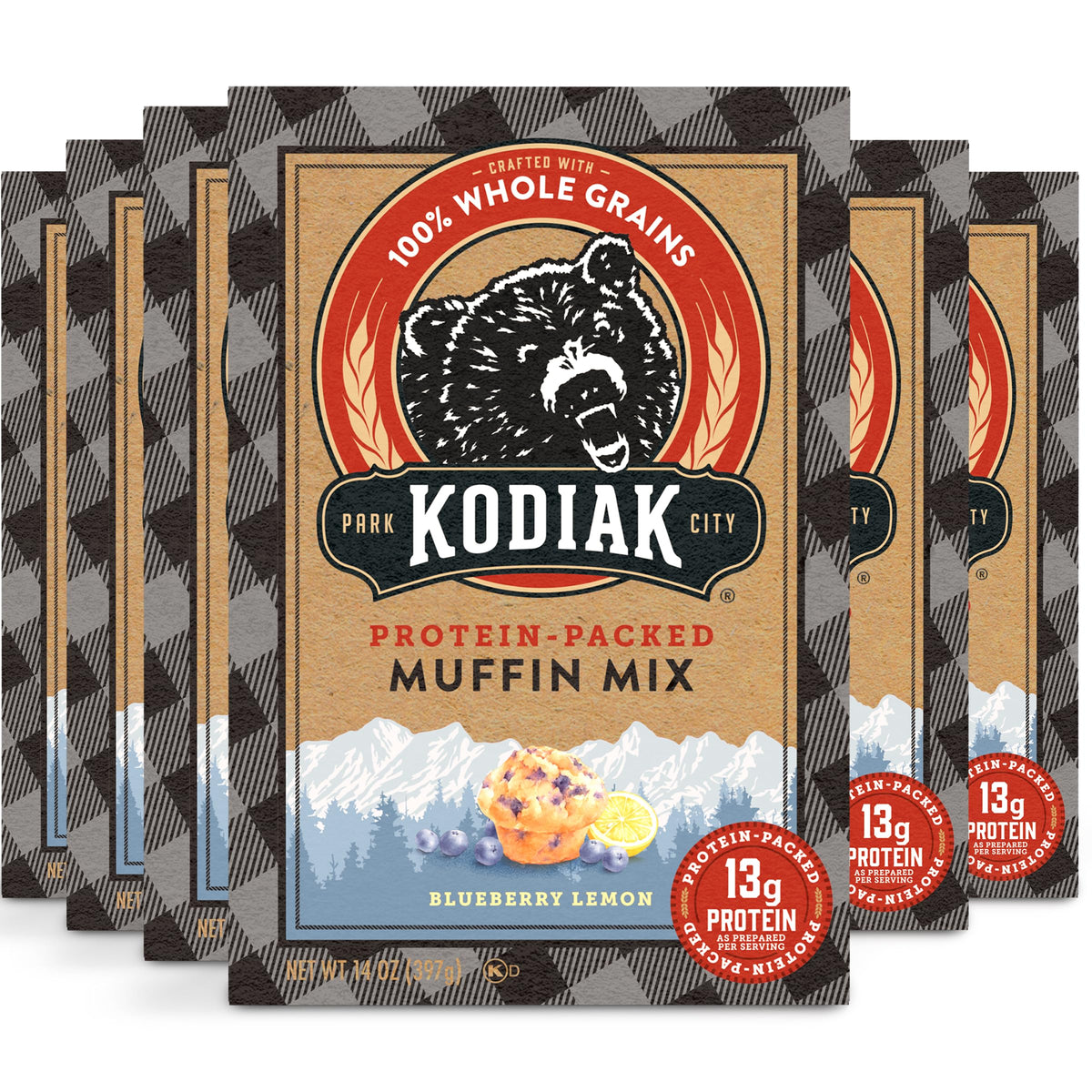 Kodiak Cakes Power Bake Muffin Mix, Double Dark Chocolate, 14 Ounce (Pack of 6)