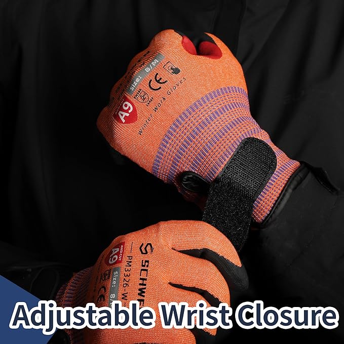 Schwer FreezeGuard-X Winter Work Gloves for Men and Women, ANSI A9 Cut Resistant Gloves for Extreme Protection, Freezer Glove With Super Grip, Thermal Insulated, Non PFAS, PM3326-W (XL,2 Pairs)