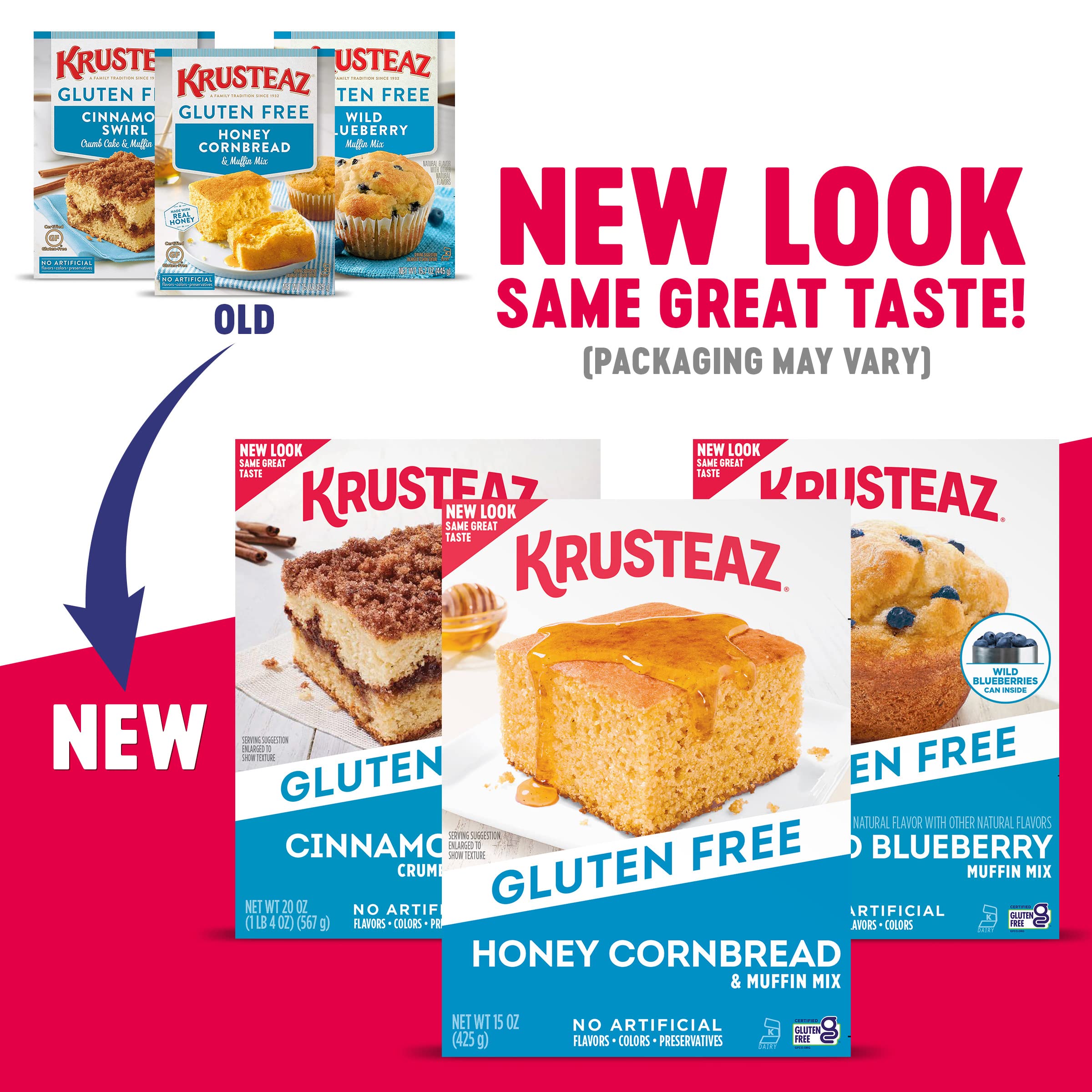 Krusteaz Gluten Free Baking Mix, Cinnamon Swirl Crumb Cake & Muffin Mix, Gluten Free with No Artificial Flavors, Colors or Preservatives, 20 Ounce (Pack of 2)