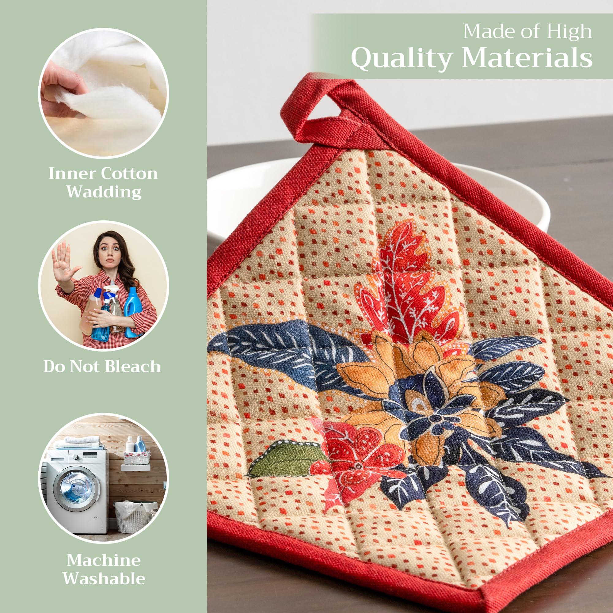 Maison d' Hermine Pot Holders 100% Cotton Potholders (8" x 8", Pack of 2)