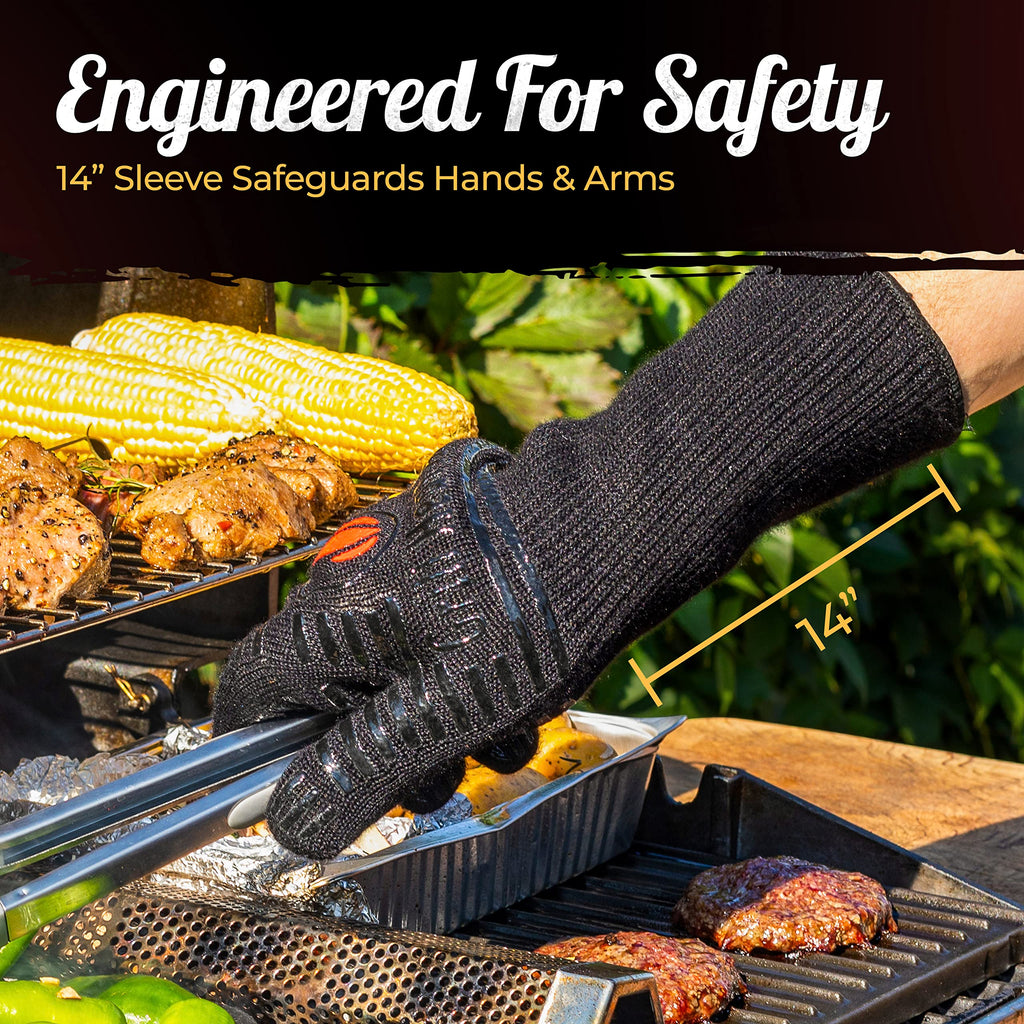 GRILL HEAT AID Grill Gloves Heat Proof for Men Grilling BBQ Heat Resistant Gloves