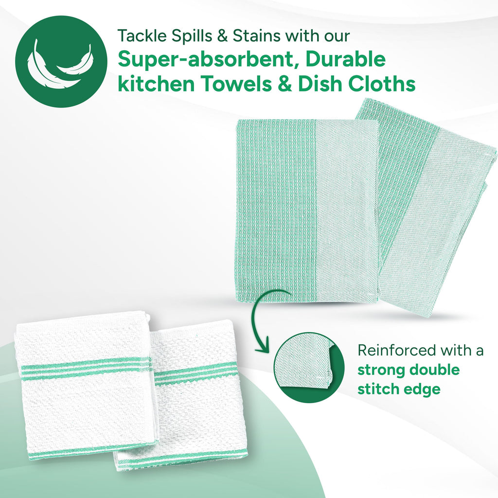Casa Platino Potholders & Oven Mitts Heat Resistant, 8-Piece Mini Oven Mitt with Silicone Grip, Potholder for Kitchens, 2 Kitchen Towels & 2 Dish Cloths – Durable & Non-Slip – Sage