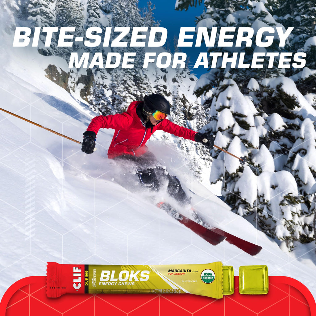 Clif Bloks - Margarita Flavor with 3X Sodium - Energy Chews - Non-GMO - Plant Based - Fast Fuel for Cycling and Running - Quick Carbohydrates and Electrolytes - 2.12 oz. (18 Count)