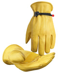 DULFINE Adjustable Cowhide Leather Work Gloves for Men 1 Pair Golden M