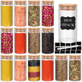 DHSBTLS 15 Pack 10 oz Glass Jars With Bamboo Lids for Kitchen, Pantry