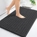 Arotive Luxury Chenille Bathroom Rug Mat, Extra Soft Thick Absorbent Shaggy Bath Rugs, Non-Slip Machine Wash Dry, Plush Bath Mats for Bathroom, Shower and Tub, 30x20, Dark Grey
