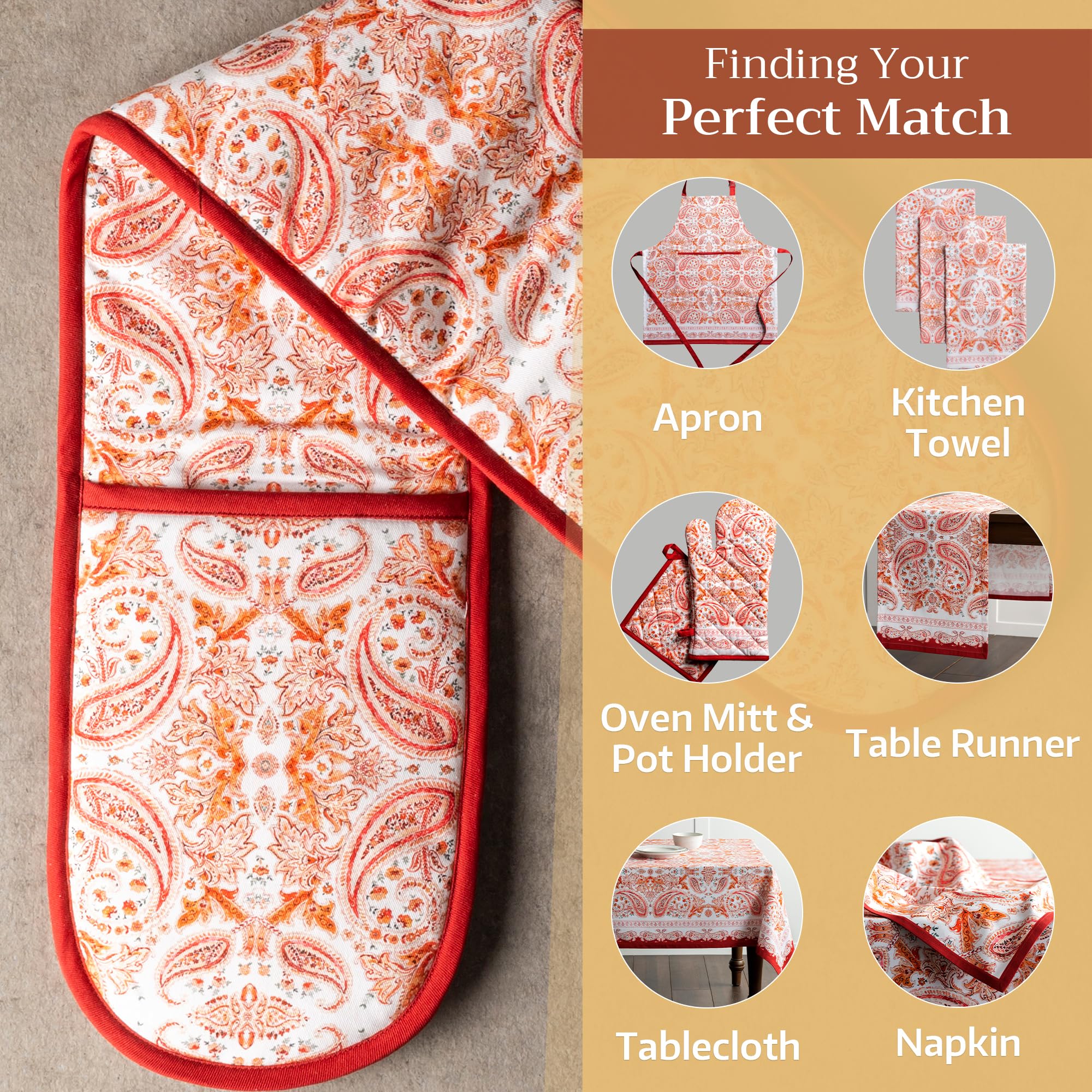 Maison d' Hermine Double Oven Mitts 100% Cotton Double Oven Glove (7"x35")