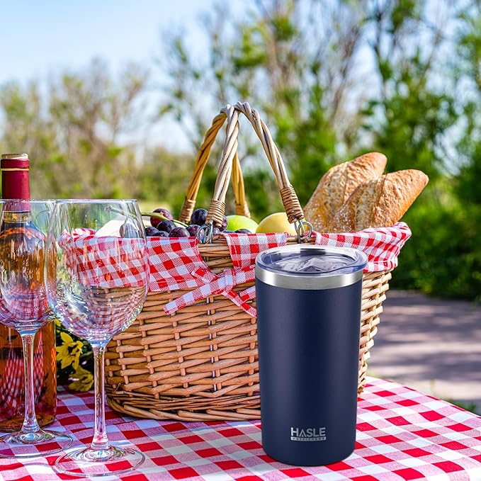 HASLE OUTFITTERS 12 oz Skinny Tumbler, Stainless Steel Insulated Slim Tumbler set bulk with Lid, Reusable Double Wall Travel Coffee Mug, Durable Powder Coated Travel Water Cup(Navy,12)