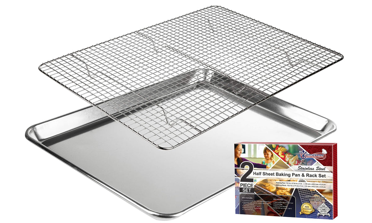 KITCHENATICS Half Sheet Baking Pan Aluminum Nonstick Oven Safe Set of 2