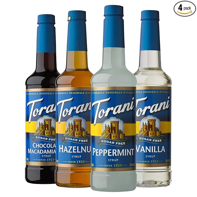 Torani Sugar Free Syrup, Holiday Variety Pack, 25.4 Ounce (Pack of 4)