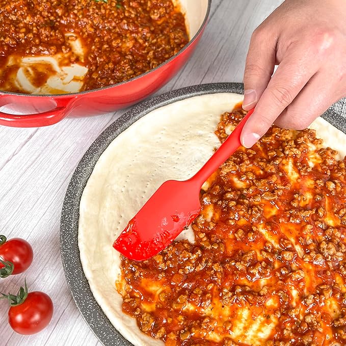 Elihome Classic Silicone Spoonula - Non-Stick Heat Resistant Silicone Scraper Spatula for Mixing, Serving, Scraping, Stirring, and More - 11 Inch, Red
