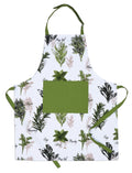 AMOUR INFINI Aprons for Women Adjustable Strap with Waist Ties Aprons for Baking, Cooking, Gardening Cotton Washable, Reusable Spring Apron (27.5 x 33 Inches - Herb Garden)