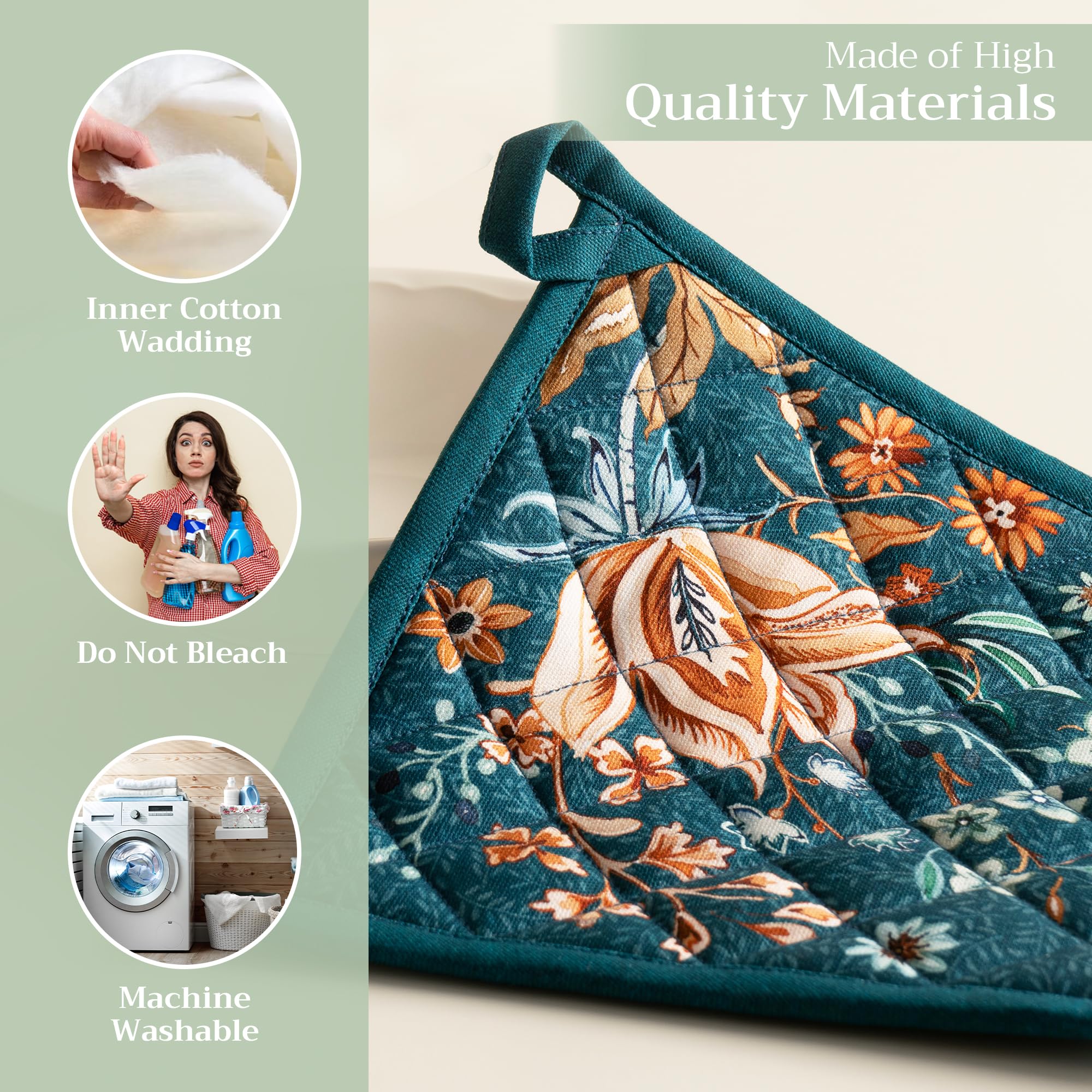 Maison d' Hermine Pot Holders 100% Cotton Potholders (8" x 8", Pack of 2)