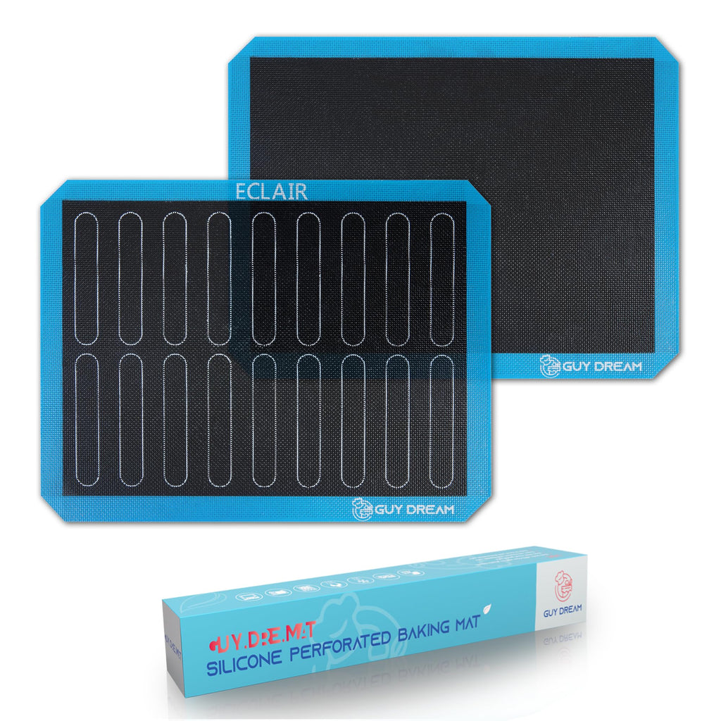 2PCs GUY DREAM Perforated Silicone Baking Mat 11-4/5" x 15-3/4" - Eclair Mat for Baking - Steaming Mesh For Half Size Cooking Sheet - Non-Stick Reusable Oven Liner