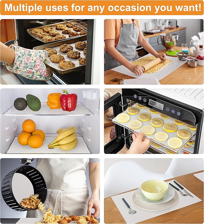 Silicone Baking Mat Roll - Best German Silicone - Non-slip Silicone Pastry Mat, Non-Stick Reusable Air Fryer Linner, Counter Mat, Oven Liner, Freeze Dryer Mat - 12IN x 8FT