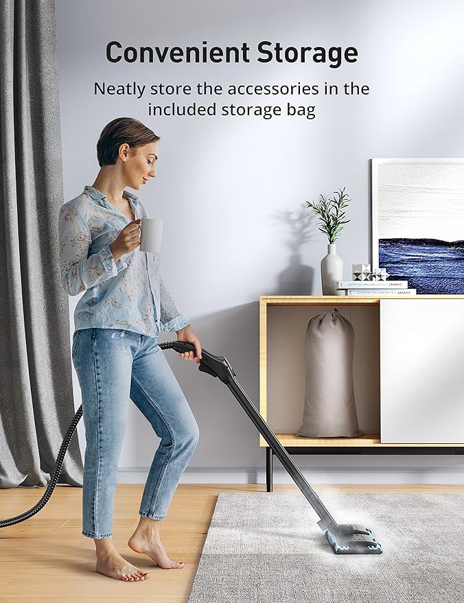 Steam Cleaner, 293°F 58 PSI Powerful Multipurpose Handheld Steam Mop for Home Use, 21 Attachments, 50Oz Capacity, Heavy Duty Steamer for Carpets, Floors, Cars, Tiles, Crack Cleaning, Light blue