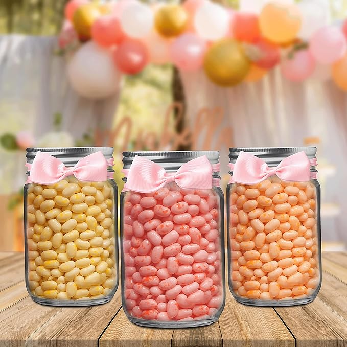 DISCOUNT PROMOS 10 Decorating Mason Jars Set, 12 oz. - Canning, Aluminum Lid - Clear