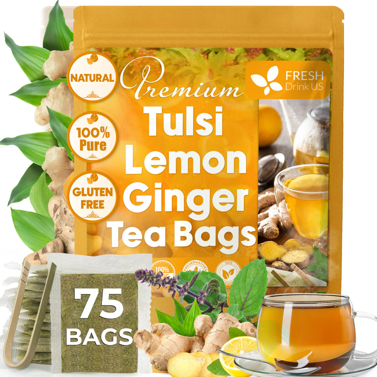 FreshDrinkUS, Premium Fennel Seed Tea, 75 Count, Pure, Caffeine Free