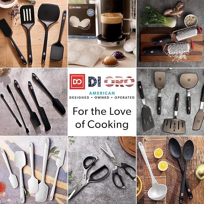 DI ORO Silicone Spatula Set - Rubber Kitchen Spatulas for Baking, Cooking, & Mixing - 600°F Heat-Resistant & BPA Free Silicone Scraper Spatulas for Nonstick Cookware - Dishwasher Safe (4pc, Stone)