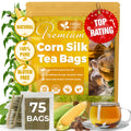 FreshDrinkUS, Premium 75 Tea Bags Corn Silk Tea, 100% Natural & Pure from Corn Silk. Corn Silk Herbal Tea. Clean Ingredients. Made with Natural Material Tea Bags. No Sugar, No Caffeine, Vegan.