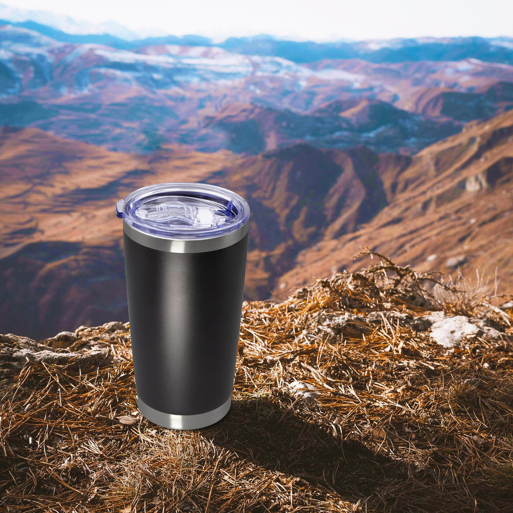 20oz Tumbler Insulated Coffee Tumblers with Lid Stainless Steel Black 8P
