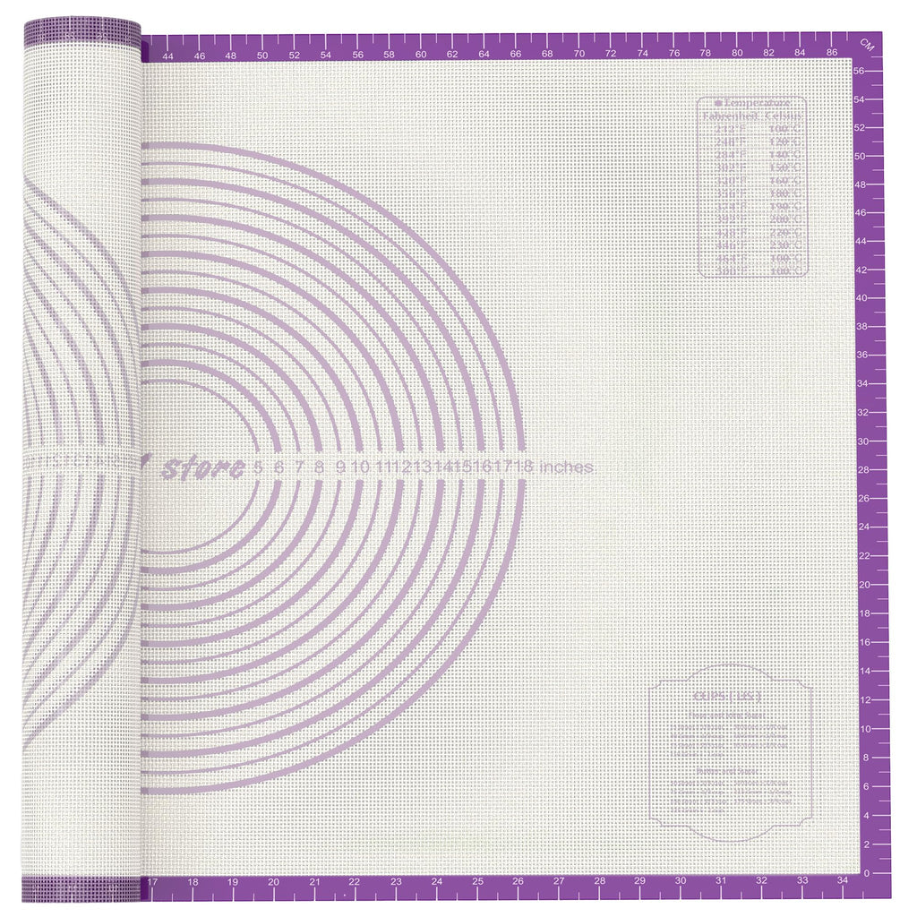 28 * 20 inches purple, non-slip silicone baking sheets - baking mat with 0.7mm thickness - non-stick pastry & cookie mat for kitchen counter for rolling out dough with measurements.