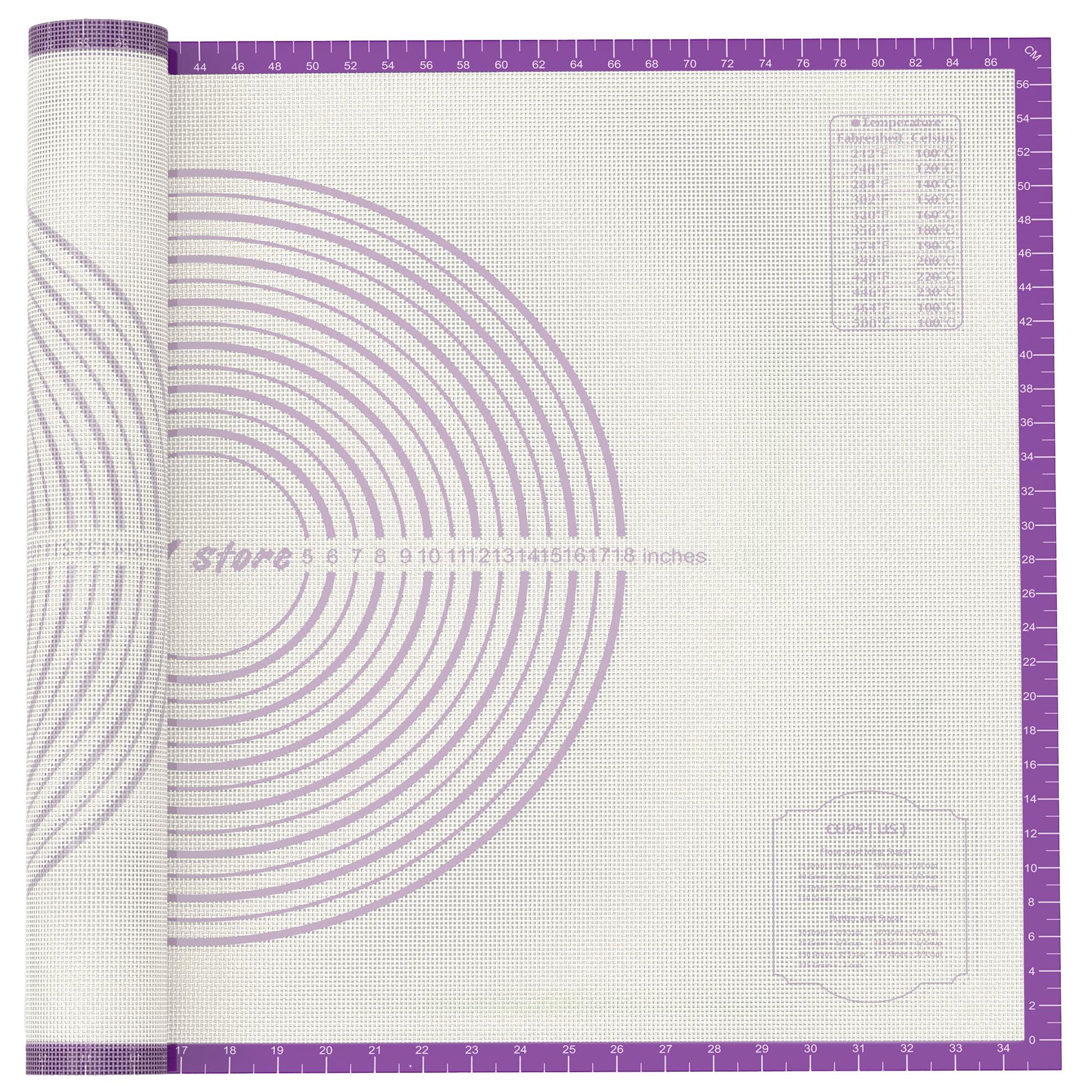 28 * 20 inches purple, non-slip silicone baking sheets - baking mat with 0.7mm thickness - non-stick pastry & cookie mat for kitchen counter for rolling out dough with measurements.