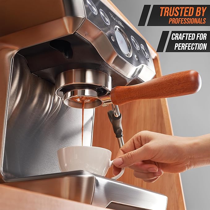 54mm Bottomless Portafilter-Tamper-Milk Frother-WDT Tool-Breville-Rosewood -Barista Coffee Espresso machine Accessories-Premium-Gift for Coffee Lovers MODBARISTA Premium Barista 4-IN-1 kit