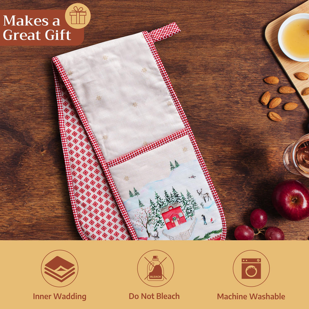 Maison d' Hermine Double Oven Mitts 100% Cotton Double Oven Glove (7"x35")