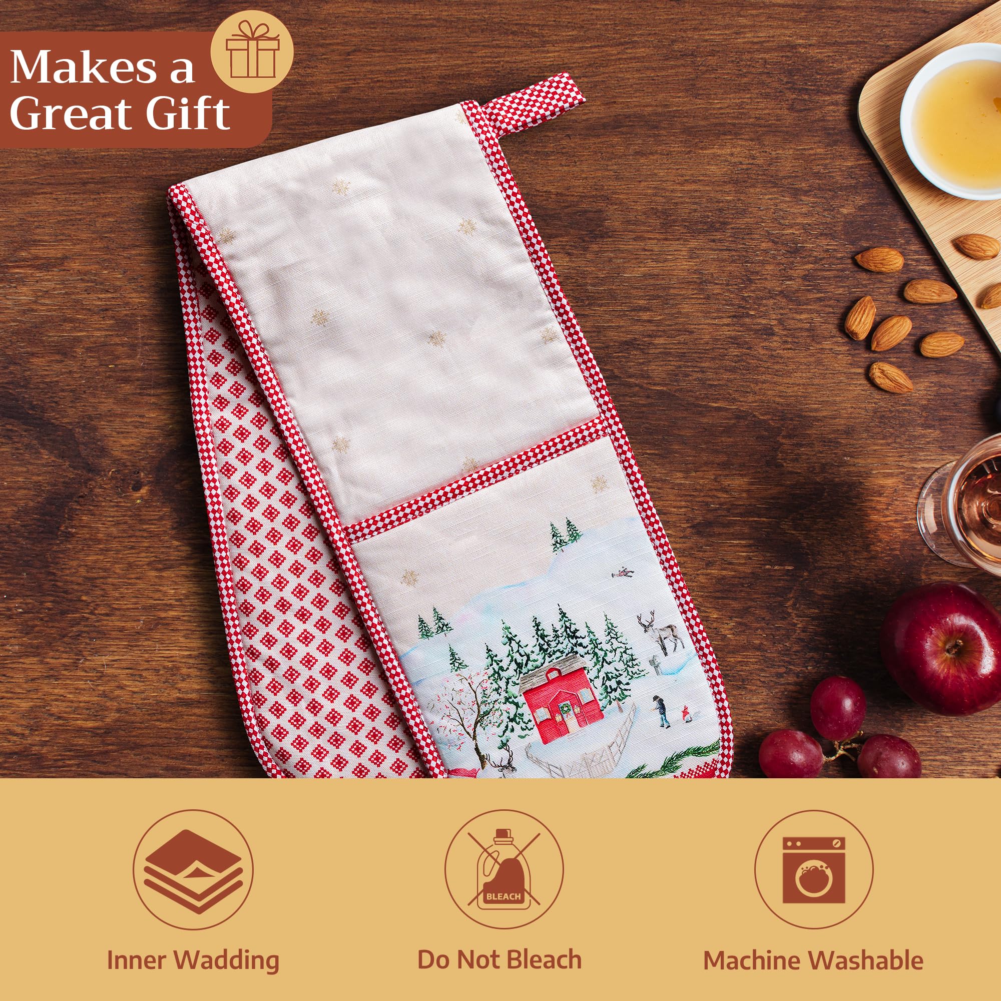 Maison d' Hermine Double Oven Mitts 100% Cotton Double Oven Glove (7"x35")